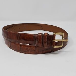 BRIGHTON BROWN EMBOSSED TEXTURED BELT SOLID BRASS BUCKLE MEN 38